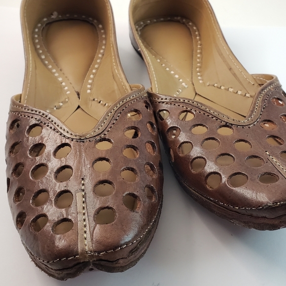 Hand Crafted Brown and Tan Loafers with Perforated Design - Picture 2 of 15